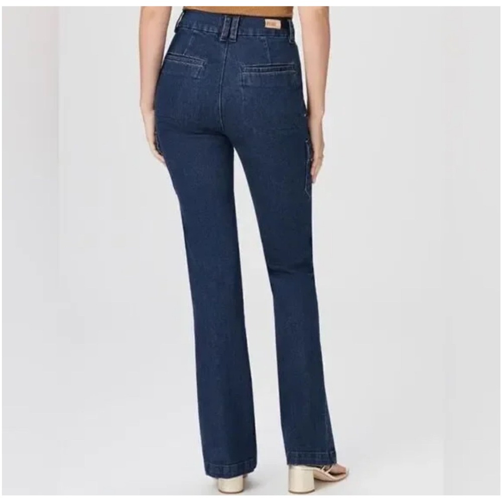 PAIGE Dion Cargo Pockets Gracie Lou Flare Jeans Sz 26 High Rise Dark Wash NWT - Picture 14 of 15